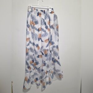 Pineapple Print Maxi Skirt in Blue and Orange